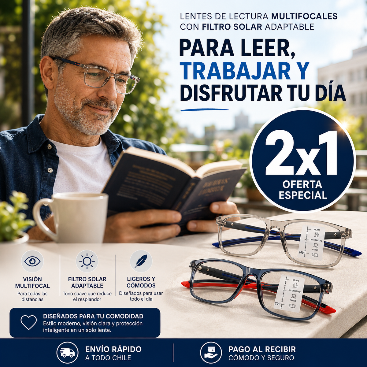 Gafas Multifocales Fotocromáticas 2 en 1® – Visión Clara Dentro y Fuera de Casa